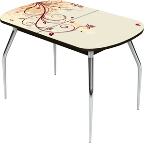Овальный стол на кухню Ривьера исп.2 ноги метал. крашеные №24 Фотопечать (Текстура №27) в Перми