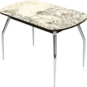 Кухонный овальный стол Ривьера исп.2 ноги метал. крашеные №24 Фотопечать (Текстура №33) в Перми