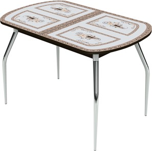 Обеденный раздвижной стол Ривьера исп.2 ноги метал. крашеные №24 Фотопечать (Текстура №37) в Перми
