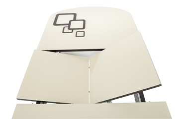 Кухонный стол раскладной Ривьера мини дерево №1, Рисунок квадро (стекло белое/черный/белый) в Перми - предосмотр 4