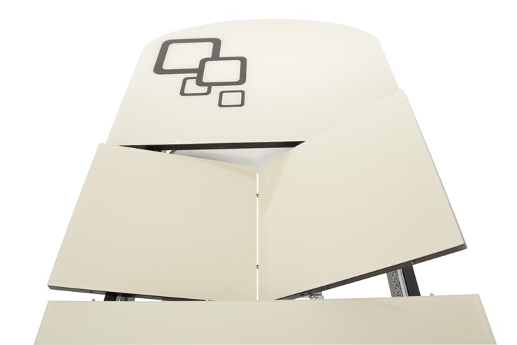Кухонный стол раскладной Ривьера мини дерево №1, Рисунок квадро (стекло белое/черный/белый) в Перми - изображение 4