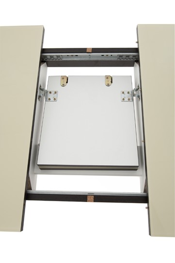 Кухонный стол раскладной Ривьера мини дерево №1, Рисунок квадро (стекло белое/черный/белый) в Перми - изображение 5