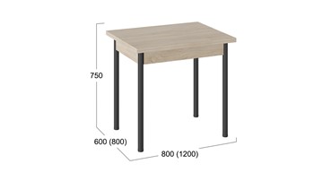 Кухонный раскладной стол Родос тип 2 с опорой d40 (Черный муар/Дуб Сонома) в Березниках - предосмотр 2