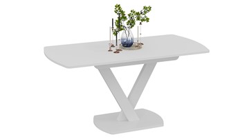 Раздвижной стол Салерно тип 1 (Белый муар/Стекло матовое белое) в Перми - предосмотр 1