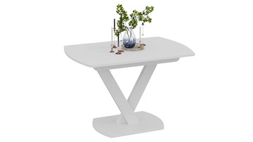 Раздвижной стол Салерно тип 1 (Белый муар/Стекло матовое белое) в Перми