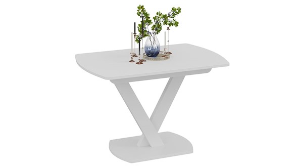Раздвижной стол Салерно тип 1 (Белый муар/Стекло матовое белое) в Перми - изображение