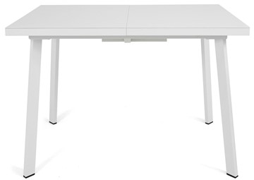 Кухонный стол раздвижной Сальвадор-1G (ноги белые, стекло cristal/белый цемент) в Перми - предосмотр 1