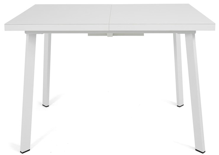 Кухонный стол раздвижной Сальвадор-1G (ноги белые, стекло cristal/белый цемент) в Перми - изображение 1