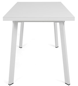 Кухонный стол раздвижной Сальвадор-1G (ноги белые, стекло cristal/белый цемент) в Перми - предосмотр 2