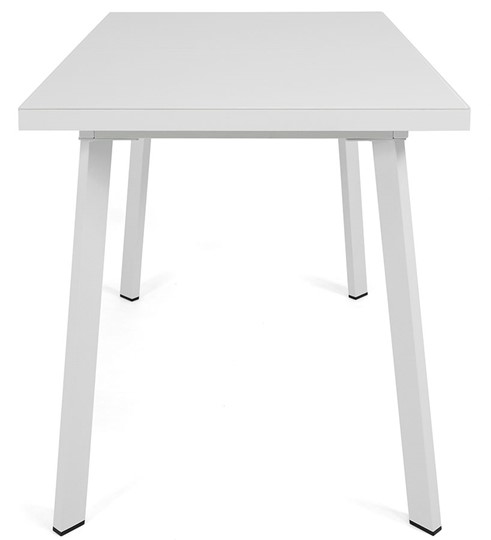 Кухонный стол раздвижной Сальвадор-1G (ноги белые, стекло cristal/белый цемент) в Перми - изображение 2