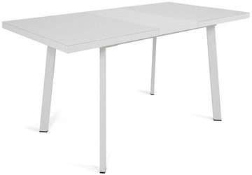Кухонный стол раздвижной Сальвадор-1G (ноги белые, стекло cristal/белый цемент) в Перми - предосмотр 3