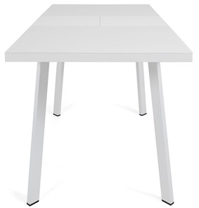 Кухонный стол раздвижной Сальвадор-1G (ноги белые, стекло cristal/белый цемент) в Перми - предосмотр 4