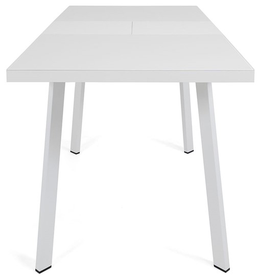 Кухонный стол раздвижной Сальвадор-1G (ноги белые, стекло cristal/белый цемент) в Перми - изображение 4