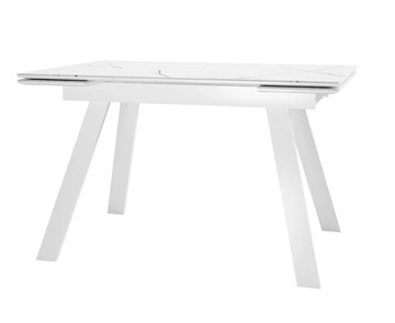 Кухонный раскладной стол SKL 140, керамика белый мрамор/подстолье белое/ножки белые в Чайковском - предосмотр 1