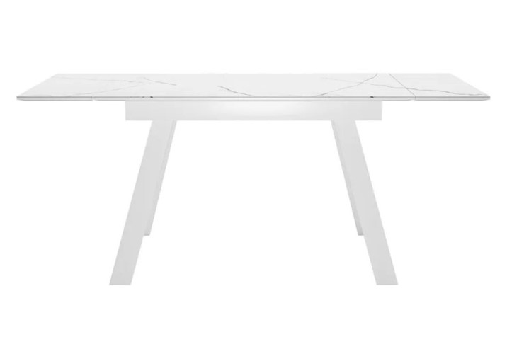 Кухонный раскладной стол SKL 140, керамика белый мрамор/подстолье белое/ножки белые в Перми - изображение 2