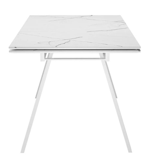 Кухонный раскладной стол SKL 140, керамика белый мрамор/подстолье белое/ножки белые в Чайковском - изображение 3