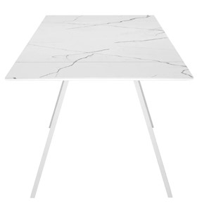 Кухонный раскладной стол SKL 140, керамика белый мрамор/подстолье белое/ножки белые в Перми - предосмотр 4
