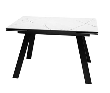 Раздвижной стол SKL 140, керамика белый мрамор/подстолье черное/ножки черные в Соликамске