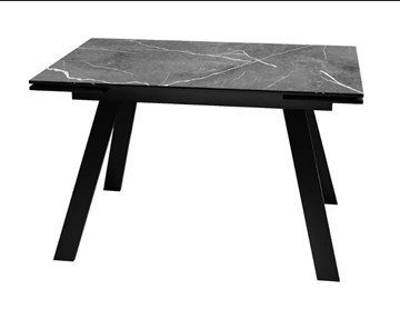 Кухонный раздвижной стол SKL 140, керамика черный мрамор/подстолье черное/ножки черные в Перми
