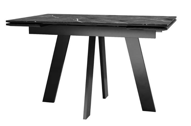 Раздвижной стол SKM 120, керамика черный мрамор/подстолье черное/ножки черные в Перми - изображение 1