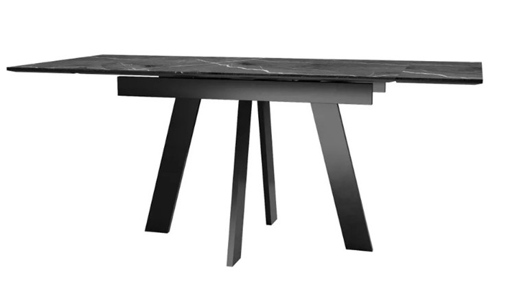 Раздвижной стол SKM 120, керамика черный мрамор/подстолье черное/ножки черные в Березниках - изображение 3