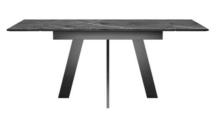 Раздвижной стол SKM 120, керамика черный мрамор/подстолье черное/ножки черные в Чайковском - изображение 4