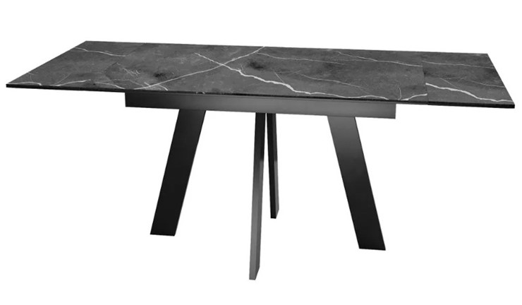 Раздвижной стол SKM 120, керамика черный мрамор/подстолье черное/ножки черные в Чайковском - изображение 5
