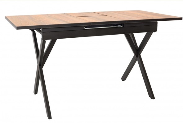 Кухонный стол раздвижной Стайл № 11 (1100/1500*700 мм.) столешница Оптивайт , фотопечать, форма Флан, с механизмом бабочка в Перми - изображение
