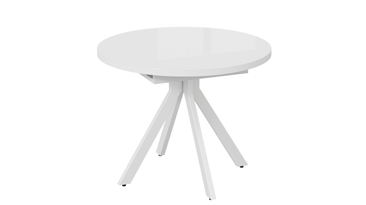 Кухонный раздвижной стол Стокгольм Тип 1 (Белый муар/Стекло глянцевое белое) в Перми - изображение 2