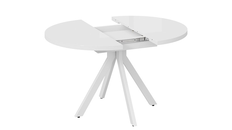Кухонный раздвижной стол Стокгольм Тип 1 (Белый муар/Стекло глянцевое белое) в Перми - изображение 3