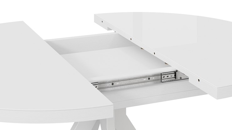 Кухонный раздвижной стол Стокгольм Тип 1 (Белый муар/Стекло глянцевое белое) в Перми - изображение 4