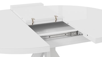 Кухонный раздвижной стол Стокгольм Тип 1 (Белый муар/Стекло глянцевое белое) в Перми - предосмотр 6