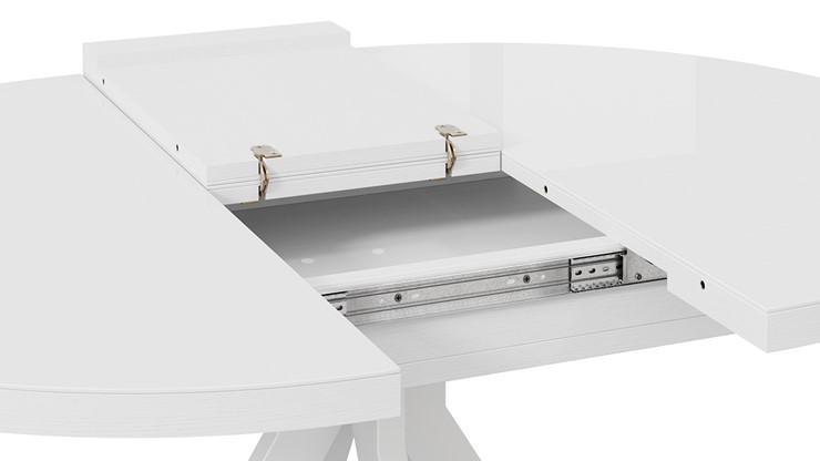 Кухонный раздвижной стол Стокгольм Тип 1 (Белый муар/Стекло глянцевое белое) в Перми - изображение 6