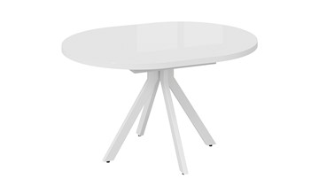 Кухонный раздвижной стол Стокгольм Тип 1 (Белый муар/Стекло глянцевое белое) в Перми - предосмотр 7