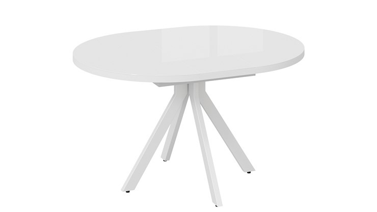 Кухонный раздвижной стол Стокгольм Тип 1 (Белый муар/Стекло глянцевое белое) в Перми - изображение 7