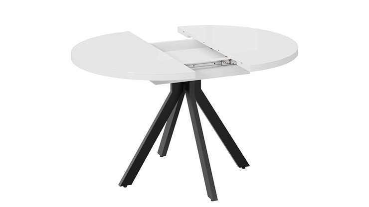 Кухонный раскладной стол Стокгольм Тип 1 (Черный муар/Стекло глянцевое белое) в Березниках - изображение 3