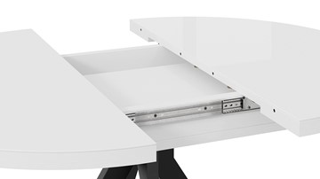 Кухонный раскладной стол Стокгольм Тип 1 (Черный муар/Стекло глянцевое белое) в Перми - предосмотр 4
