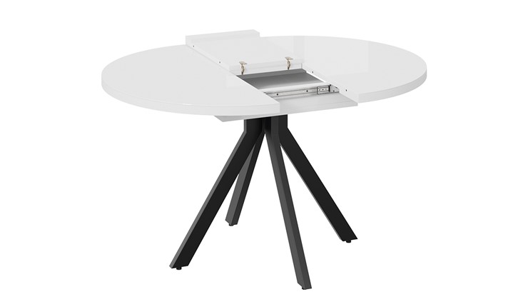 Кухонный раскладной стол Стокгольм Тип 1 (Черный муар/Стекло глянцевое белое) в Перми - изображение 5