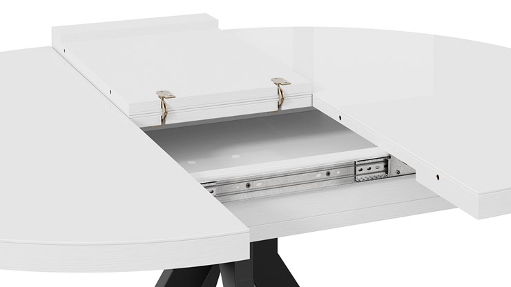 Кухонный раскладной стол Стокгольм Тип 1 (Черный муар/Стекло глянцевое белое) в Перми - изображение 6