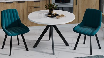 Кухонный раскладной стол Стокгольм Тип 1 (Черный муар/Стекло глянцевое белое) в Перми - предосмотр 8