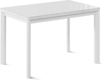 Обеденный раздвижной стол Токио-1G (ноги металлические белые, cтекло cristal/белый цемент) в Перми