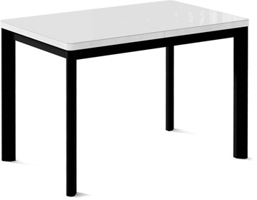 Кухонный стол раздвижной Токио-1G (ноги металлические черные, cтекло cristal/белый цемент) в Чайковском