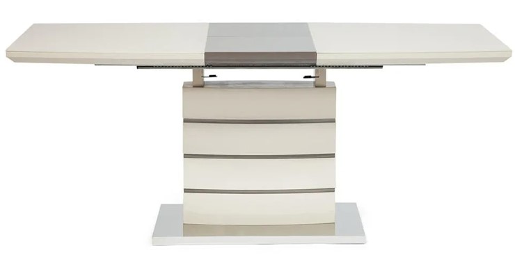 Кухонный раздвижной стол WOLF ( mod. 8053-2 ) мдф high gloss/закаленное стекло, 120/160x80x76, слоновая кость/латте в Перми - изображение 1