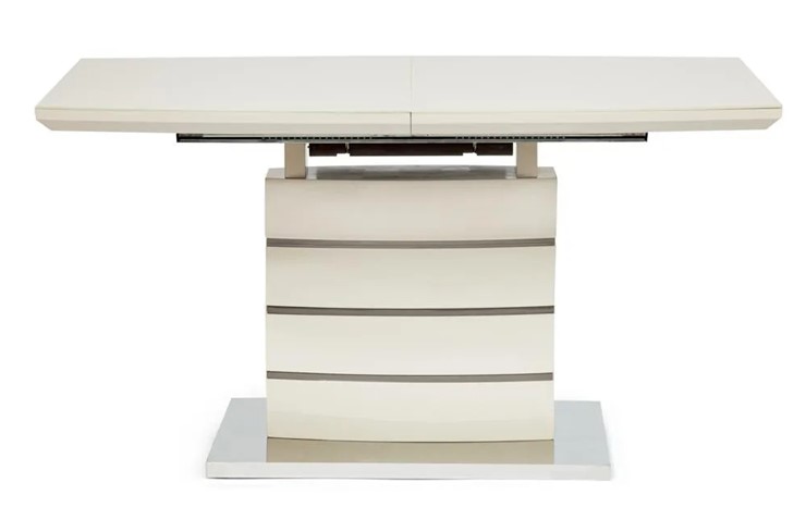 Кухонный раздвижной стол WOLF ( mod. 8053-2 ) мдф high gloss/закаленное стекло, 120/160x80x76, слоновая кость/латте в Перми - изображение 5