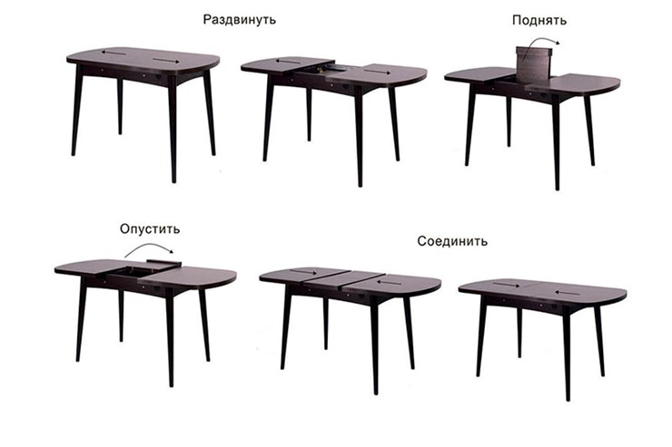 Обеденный раздвижной стол Ялта с цилиндрическими опорами Венге/Ясень Анкор темный в Перми - изображение 1