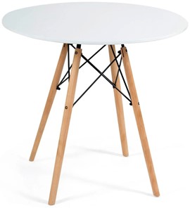 Кухонный обеденный стол CINDY NEXT, металл/мдф/бук, D80х75см, белый/натуральный арт.13067 в Перми - предосмотр
