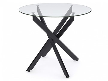 Обеденный круглый стол Dikline R900 стекло/ножки черный металл в Перми