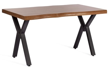 Кухонный обеденный стол EFFRON (mod. 1412) ЛДСП+меламин/металл, 140х80х75, walnut (орех)/чёрный в Перми - предосмотр