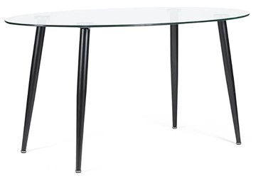 Стеклянный кухонный стол KASSEL (mod. DT333) металл/закаленное стекло (10 мм), 150х90х75см, черный в Соликамске