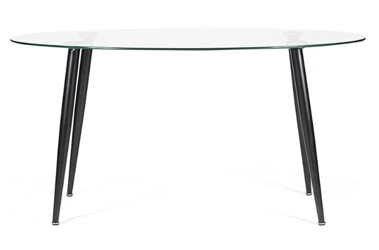 Обеденный стол KASSEL (mod. DT333) металл/закаленное стекло (10 мм), 150х90х75см, черный в Перми - изображение 4